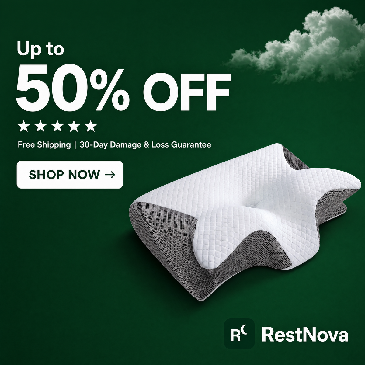 RestNova™ Cervical Support & Anti-Snore Pillow